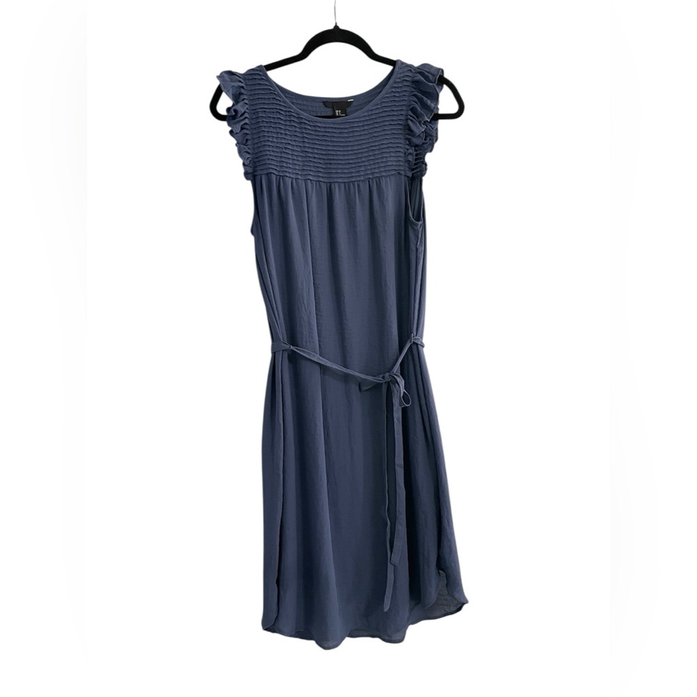 👗H&M Navy Blue Sleeveless Pleated Midi Dress, size4️⃣